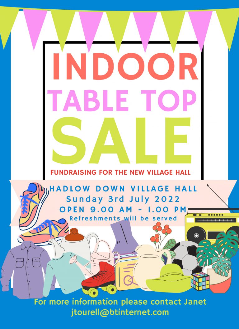 Table Top Sale at the Village Hall Hadlow Down